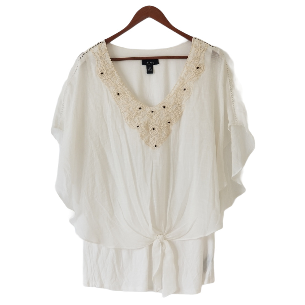 ALVX, Kimono sleeve tunic, Embroidery around the neck - Size OX - Brand New
